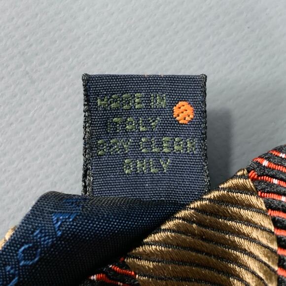 LUCIANO BARBERA Brown Red Diagonal Stripe Silk Tie - Picture 5 of 5